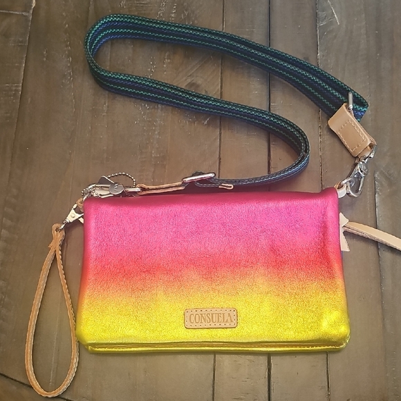 Consuela Pink and Yellow Clutch Wristlet Ombré Design